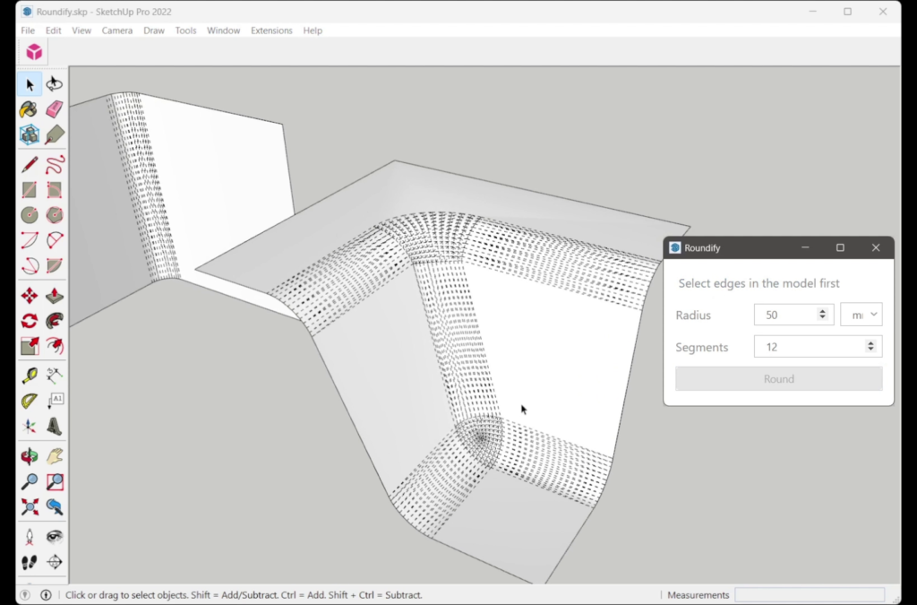 BevelUp bo chuỗi cạnh hở tại biên model trong SketchUp