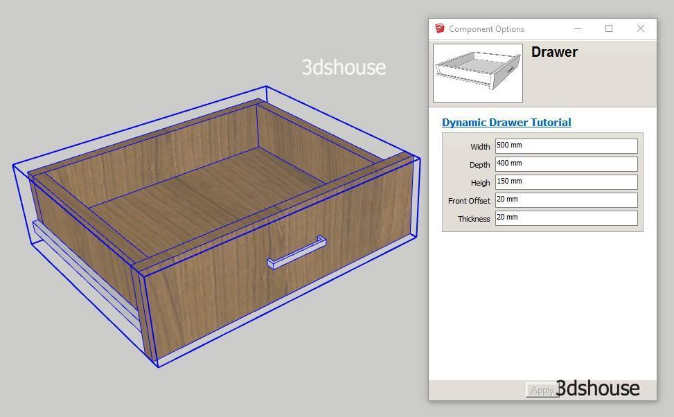 Lesson 09: How to Create Dynamic Drawers in Sketchup : Resizable Movement Feature