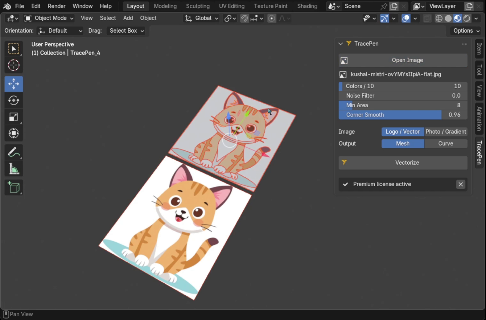 TracePen image to mesh Blender addon panel